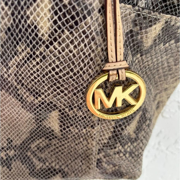 Michael Kors Brown Snake Print Tote Bag - Picture 7 of 12
